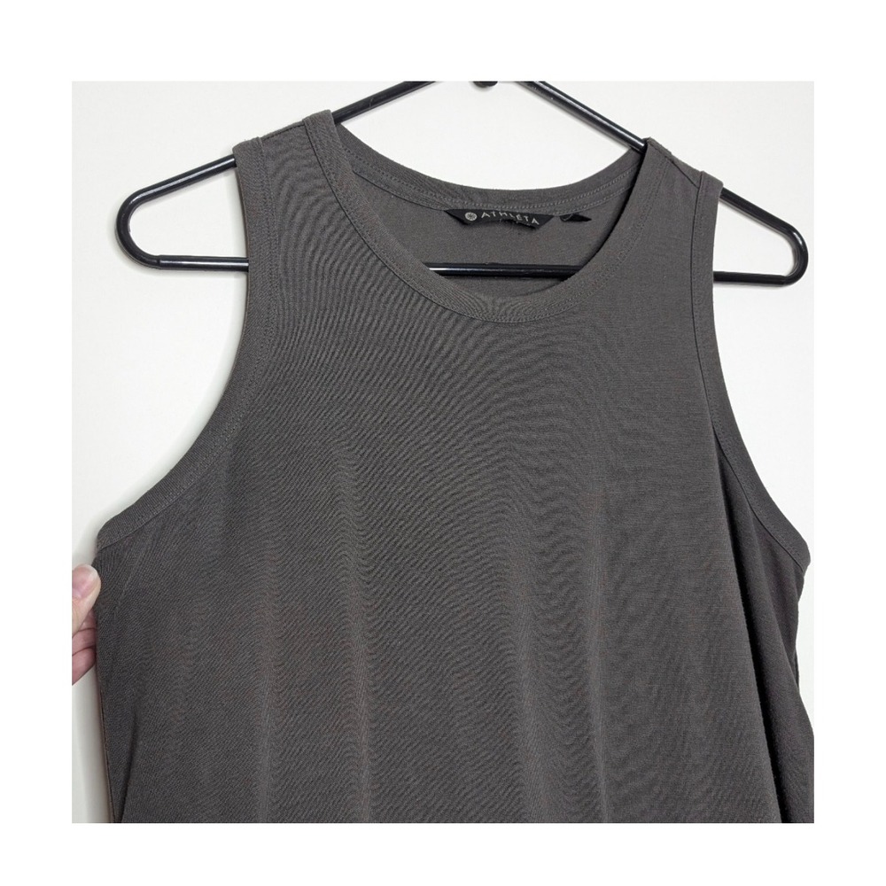 Athleta Renew Tank Top‎ Charcoal Gray Sleeveless Crew Neck Athleisure Soft L EUC - Picture 3 of 12